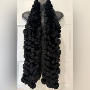 Black Genuine Rabbit Fur Scarf
